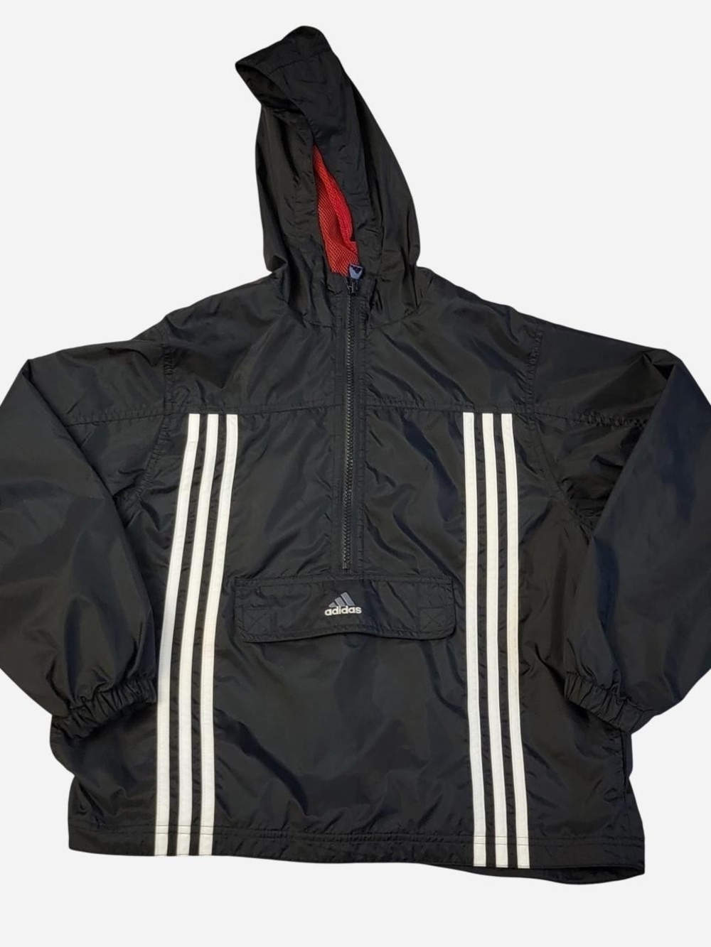 adidas Black Windbreaker with White Signature Stripes